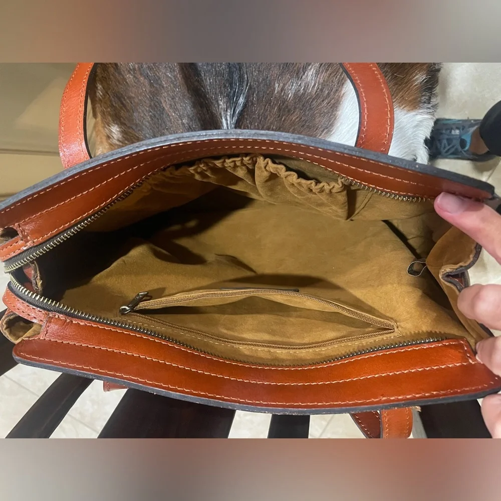Patricia Nash brown leather satchel handbag bag purse tote - Picture 4 of 8